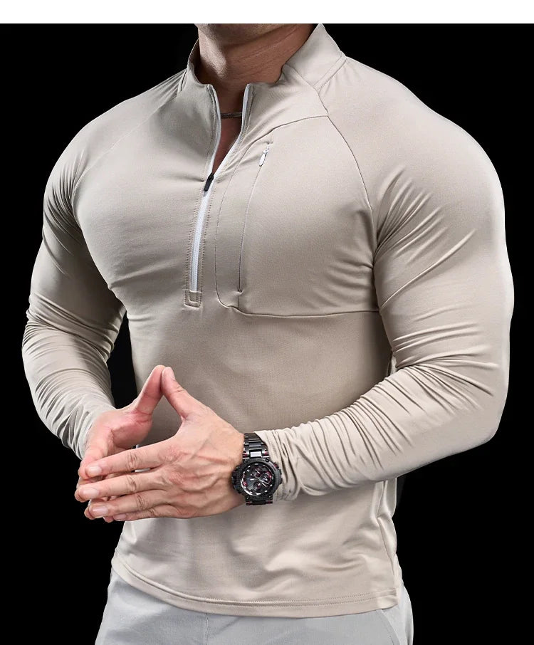 Gym Fitness Quick Dry Shirt Men Running Sport Long Sleeves T-shirt Trackwear Tee Tops Autumn Male Bodybuilding Training Clothing