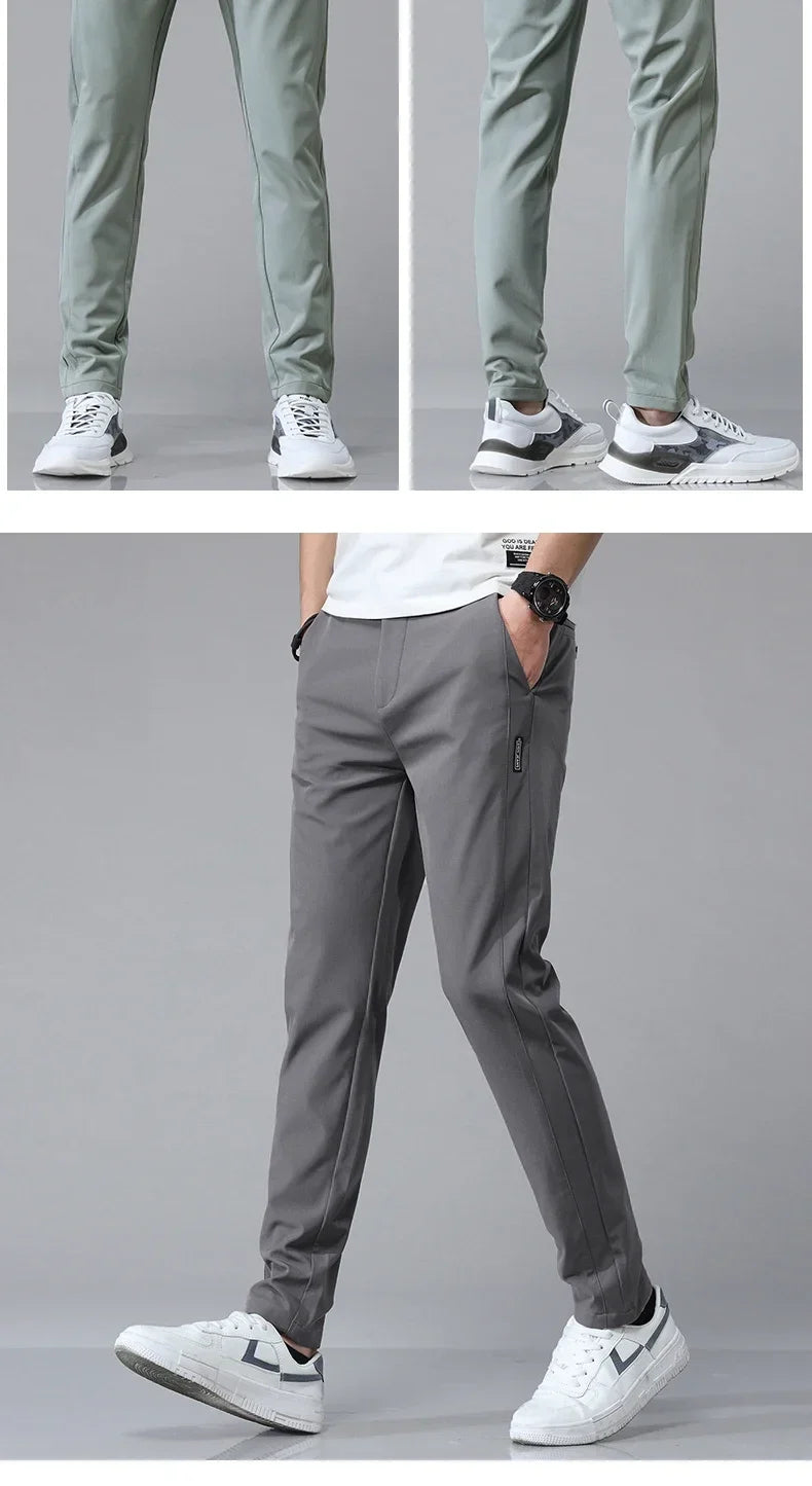 Spring Summer Ultra-thin Men's Stretch Slim Straight Casual Pants High Quality Fashion Breathable Golf Sports Trousers