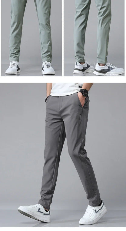 Spring Summer Ultra-thin Men's Stretch Slim Straight Casual Pants High Quality Fashion Breathable Golf Sports Trousers