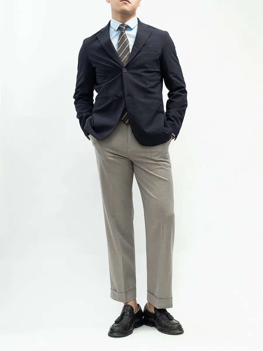 Spring New Warm Winter Worsted Fabrics High Density Stretch Paris Button Casual Pants Men's Nine-minute Pants Straight