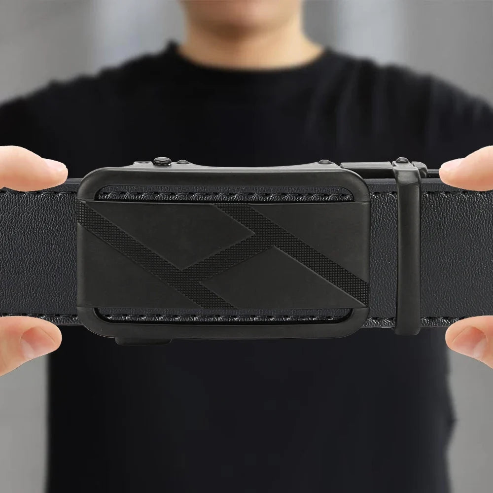 Brand Leather Belts for Men 105cm-135cm Automatic Belt with Ratchet Strap Top Quality Belts Luxury Belts for Men