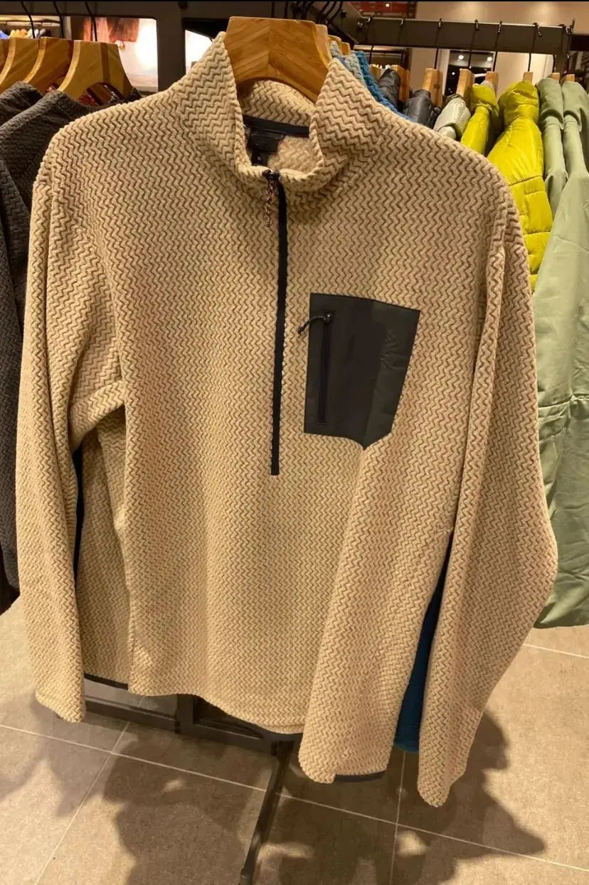 New Comfortable and Thick Men's and Women's Sports Semi-zipper Fleece Sweatshirt with Wavy Fleece and Long-sleeved Sweatshirt