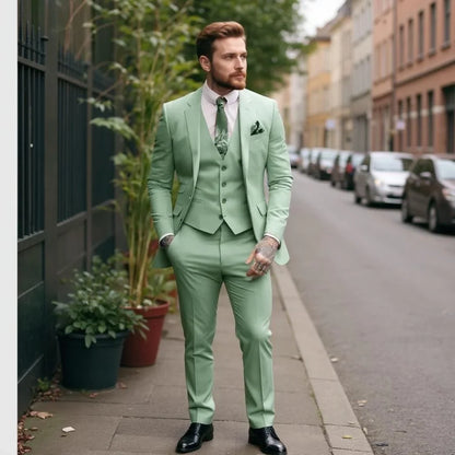 3 Pcs Formal Wedding Suits for Men Groom Tuxedos Casual Business Suit Slim Fit Party Prom Suit Set (Jacket+Vest+Pants)