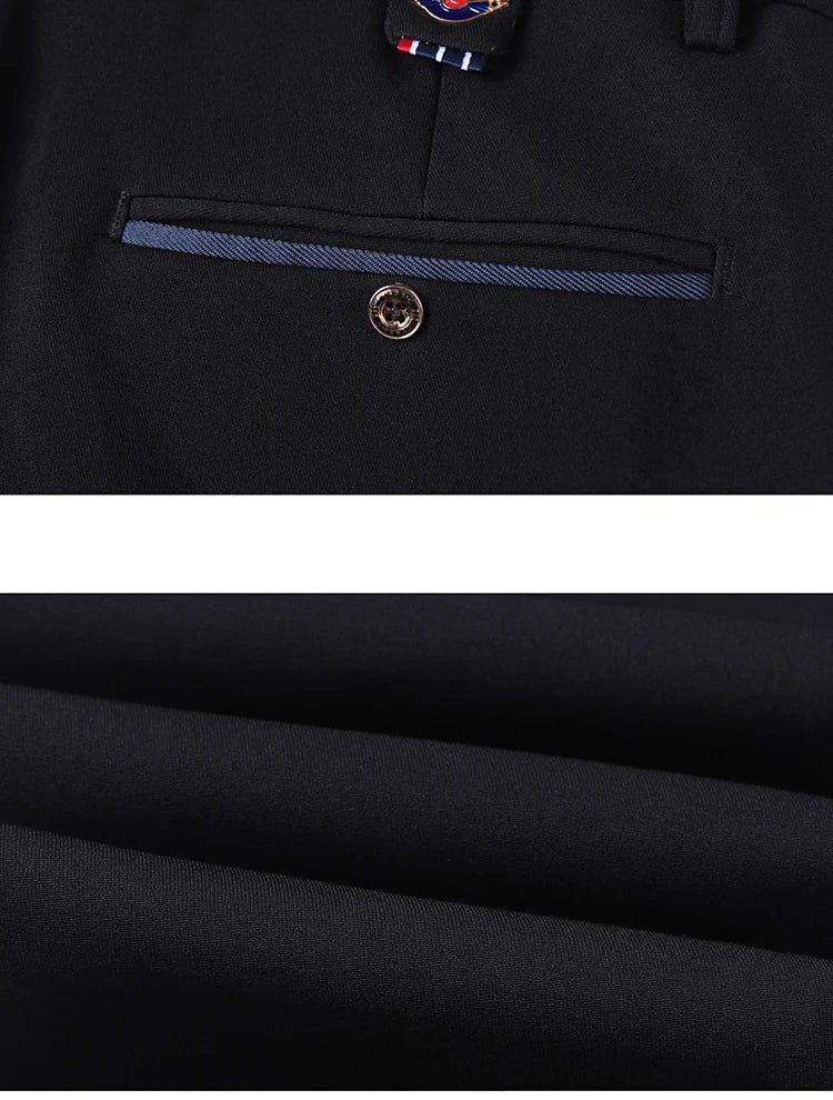 2025 Winter New Thickened Straight Slim Warm Business Casual Office Male Velvet Trousers Classic Men's Fleece Casual Pants