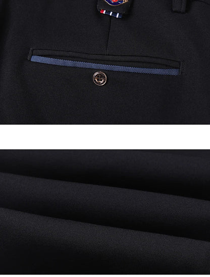 2025 Winter New Thickened Straight Slim Warm Business Casual Office Male Velvet Trousers Classic Men's Fleece Casual Pants