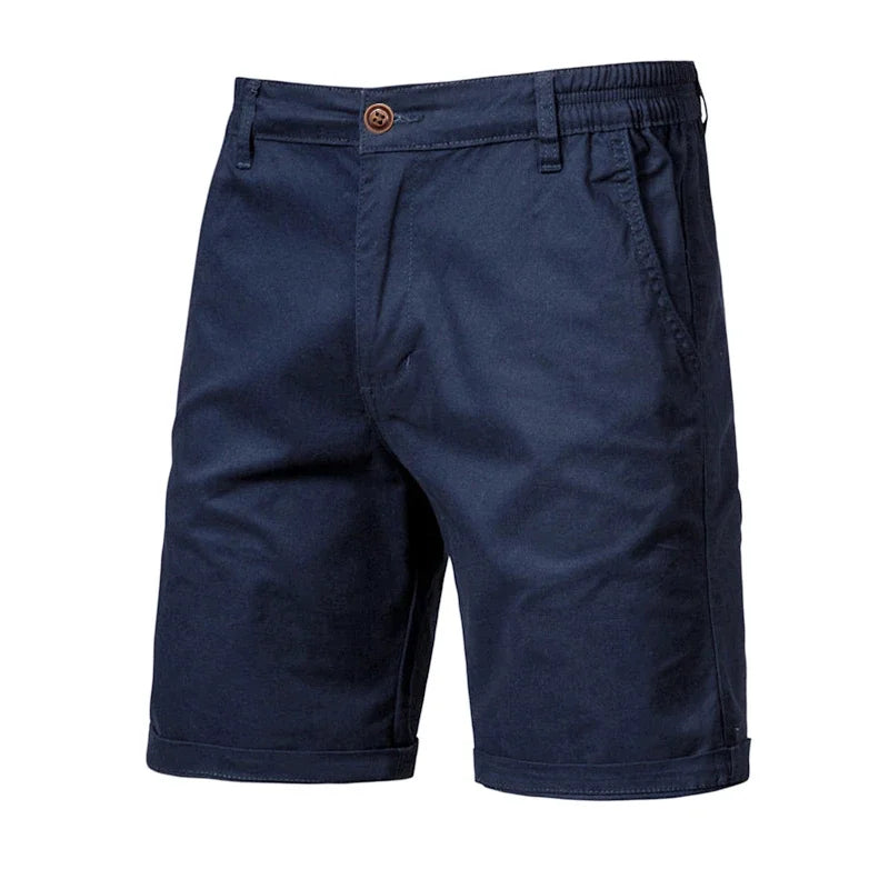 2026 New Summer 100% Cotton Solid Shorts Men High Quality Casual Business Social Elastic Waist Men Shorts 10 Colors Beach Shorts