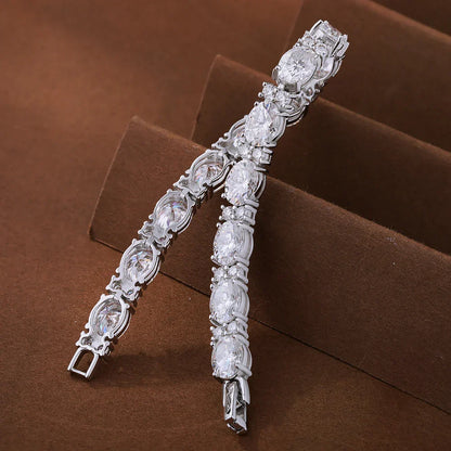 Oval/Round Cut Moissanite Tennis Bracelets with Certificate S925 Silver 1.5CT West East Set Diamond Bracelet Jewelry for Women