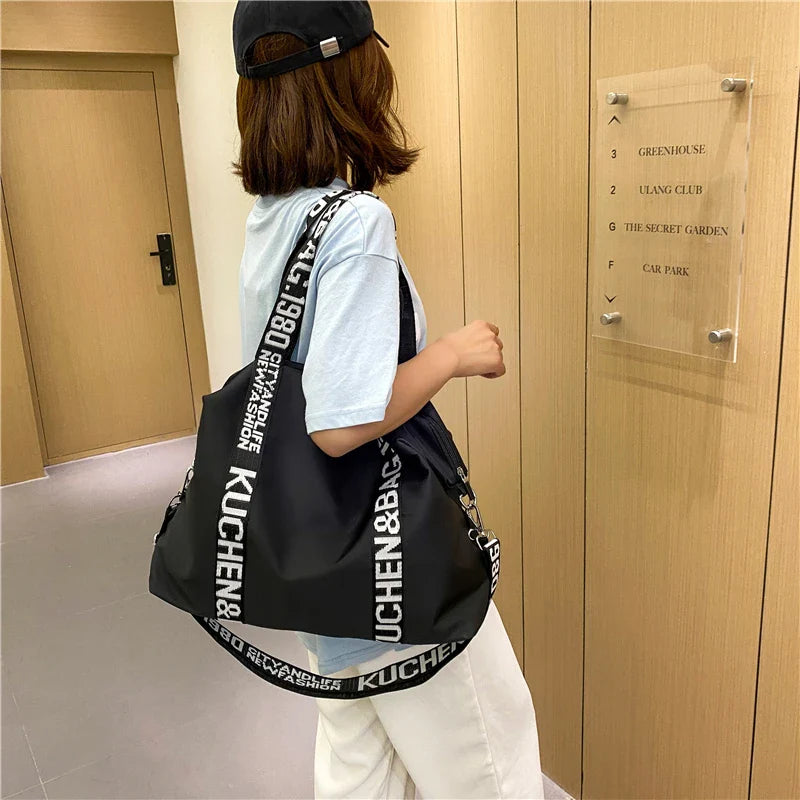 Women's Large Capacity Nylon Shoulder Bag Casual Top-Handle Fashion Tote Crossbody Handbag