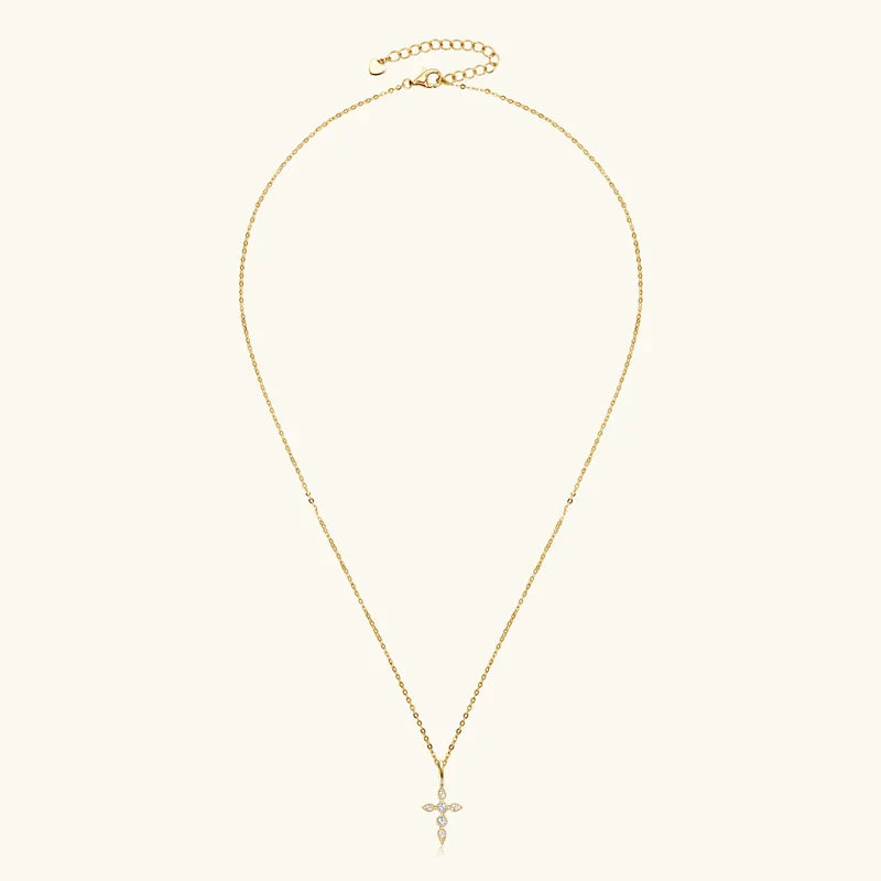 Certified Moissanite Cross Pendant Necklace Original S925 Sliver O-Chain Plated 14k Gold Necklaces for Women Fine Jewelry