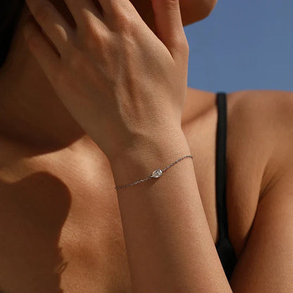 0.8CT D VVS1 Pear Cut Moissanite Bracelets for Women Simple Elegant Wedding Fine Jewerly Dainty Pure S925 Silver Chain
