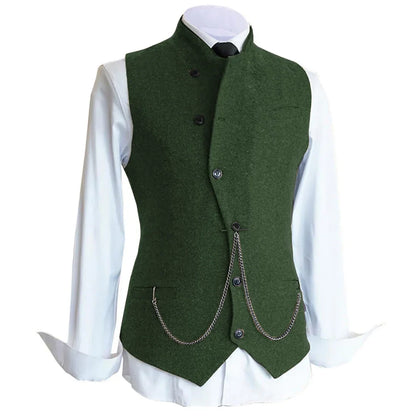 Men Vest Brown Solid Color Single Button Casual Business Waistcoat For Wedding Birthday Party Banquet Prom Set Men Suit Vest