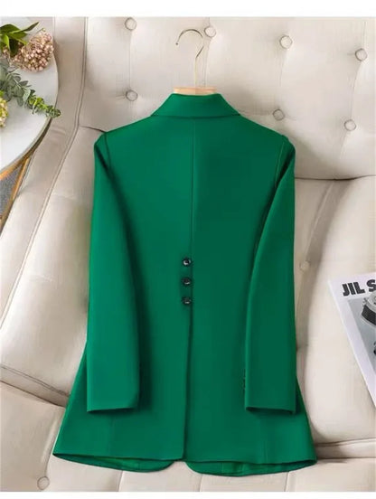 2024 New Green Blazer Women Formal Coat Female Long Sleeve Single Button Straight Jacket Office Ladies Work Wear Blazer Tops 4XL