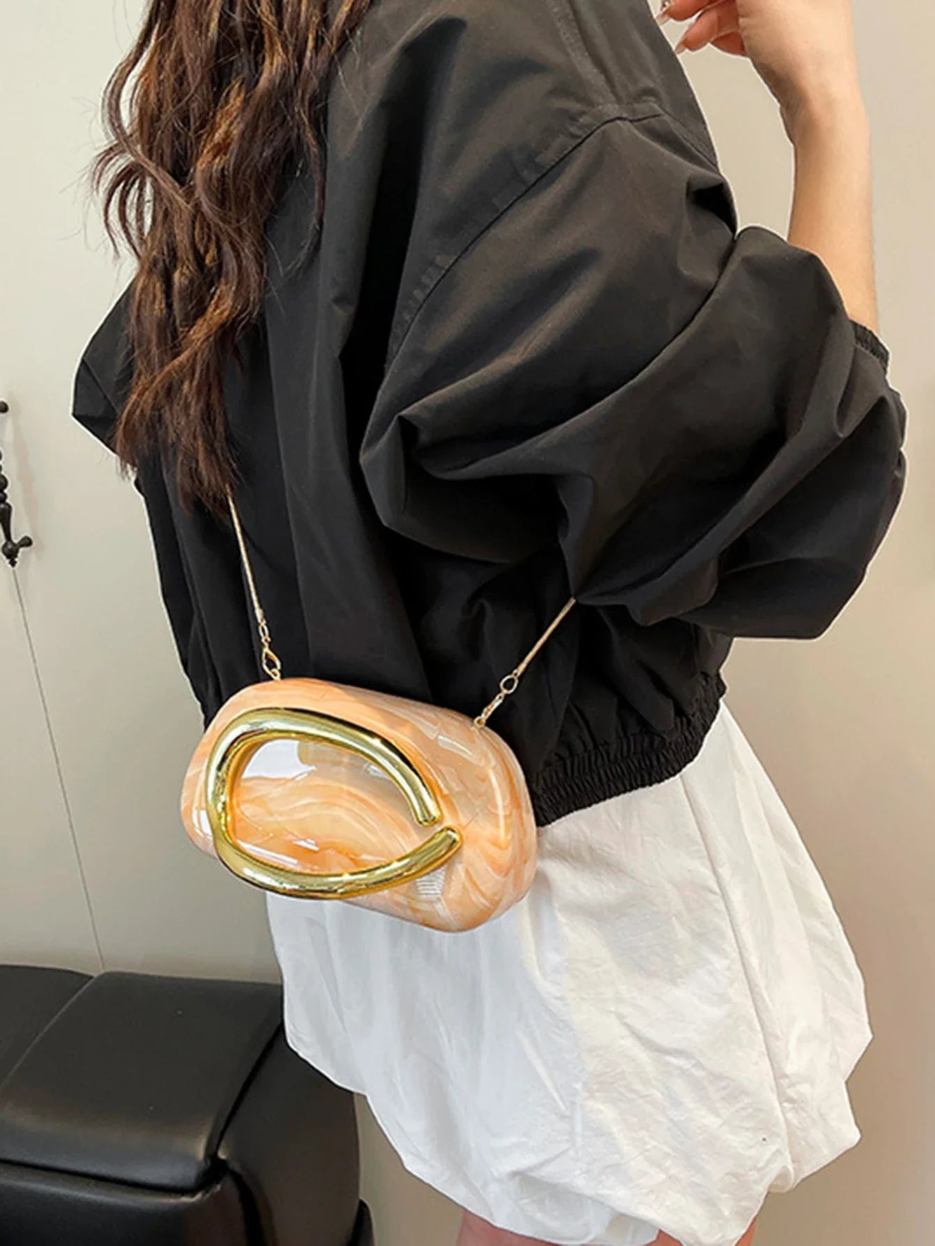Women's Sealed Box Shaped Acrylic Clutch Fashion Dinner Wedding Party Handbag Elegant Luxury Designer Crossbody Shoulder Bag