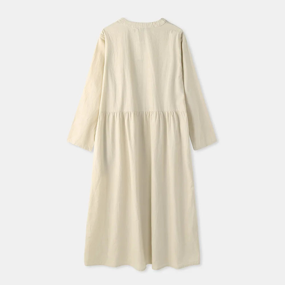 Women's Elegant Solid Cotton Robe Femme 2022 Spring Autumn Bohemian Maxi Dress ZANZEA Casual Long Sleeve Shirt Dresses Oversized