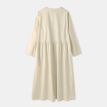 Women's Elegant Solid Cotton Robe Femme 2022 Spring Autumn Bohemian Maxi Dress ZANZEA Casual Long Sleeve Shirt Dresses Oversized