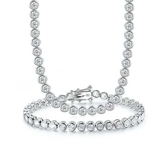 Bracelet de tennis en moissanite ronde GRA certifiée couleur D de 2-3 mm pour femme, plaqué argent S925, maillons "bubble" plaqués or 18 carats