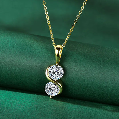 GRA Certified Moissanite Twisted Bowknot Pendant Necklaces for Women S925 Sterling Silver Jewelry Chains Wedding Gifs