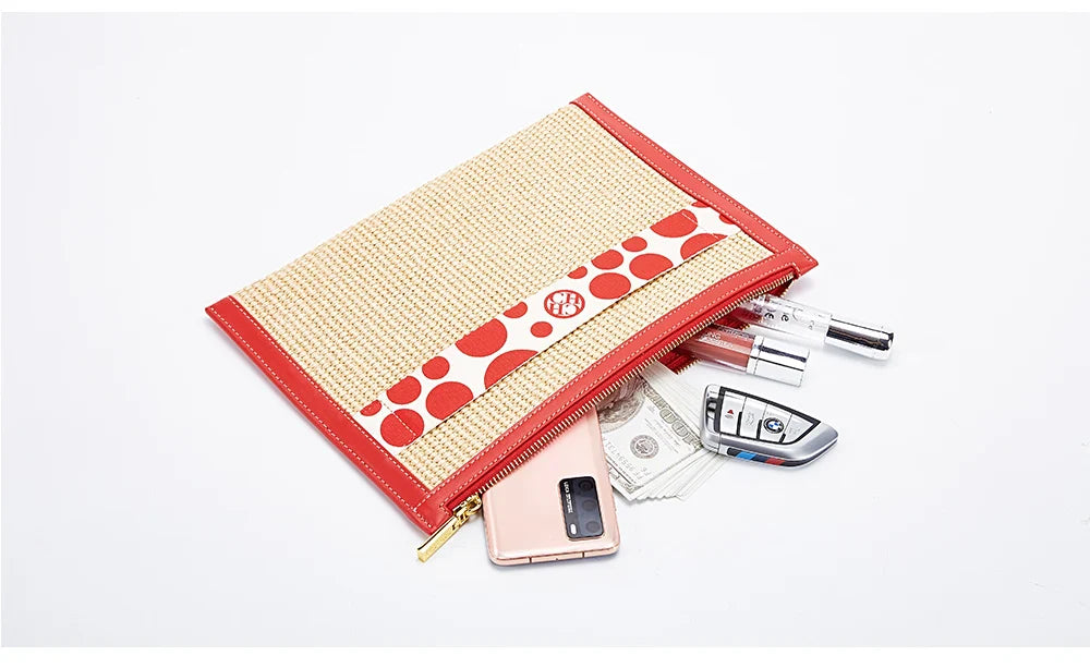 Handmade Woven Clutch Bag Ribbon Embellished Niche Style Clutch Bag