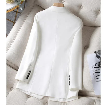 Black Blazers Women's Professional Suit Western-style OL Suits Top Exposed Line Decoration Temperament Slim Fit Line Jacket