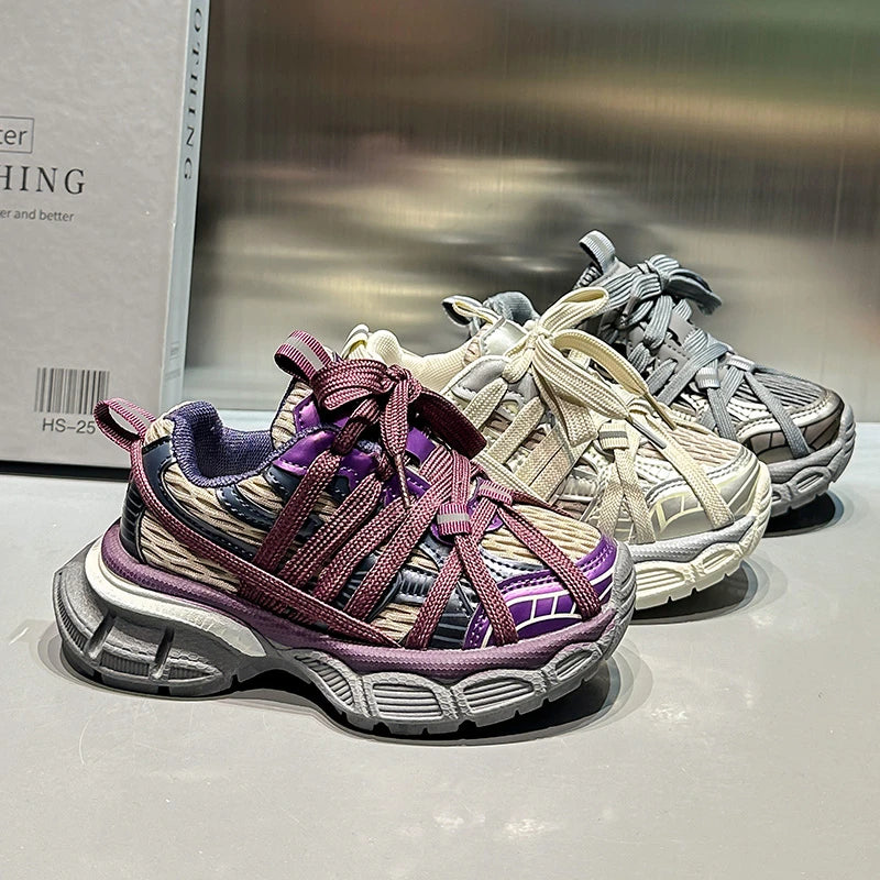 Kids Casual Sneakers for Boys Girls Non-slip Breathable Mesh Toddler Walking Shoes Strappy Versatile Chic Comfort Wear 4-6years