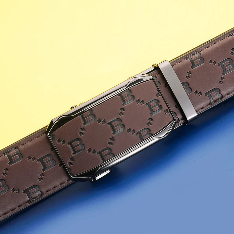 Fashion Designer Belt Men Automatic Buckle Belt Genuine Leather Belt Personalised Printed Strap Casual Business Men's Belt