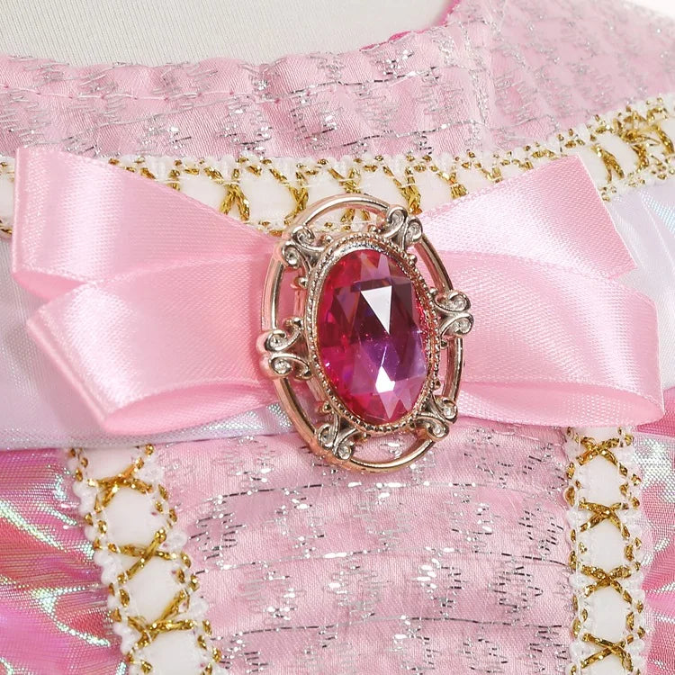 Aurora Kids Cosplay Costume Princess Deluxe Outfits Children Birthday Party Elegant Ball Gown Fairy Disguise Apparel 12Y