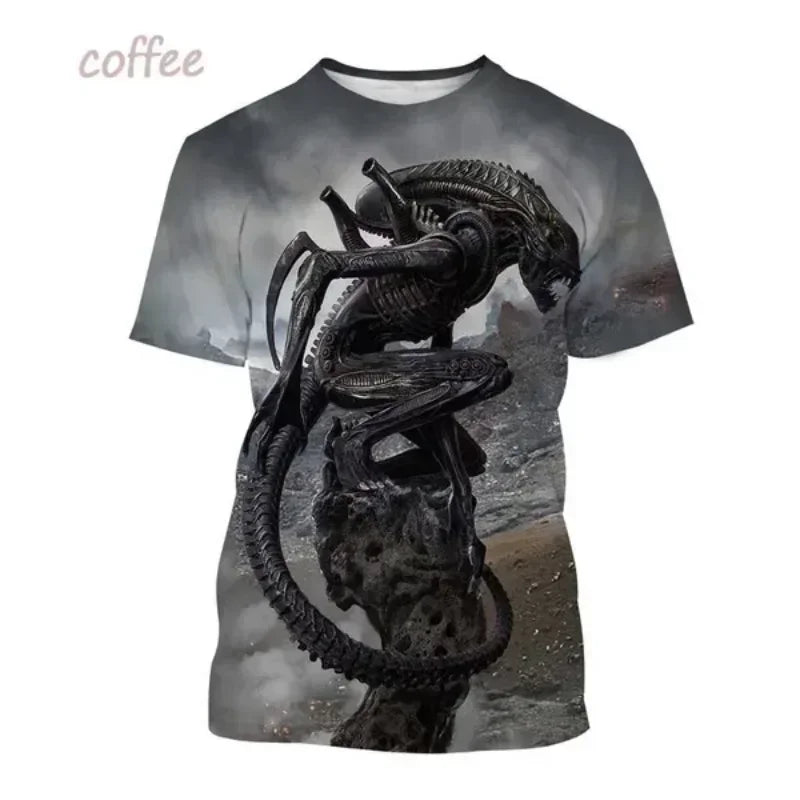 Fashion Men Clothing New Alien Creature 3D Print T-shirt Personalized Casual Oversized T Shirt Harajuku Street Unisex Tops Tees