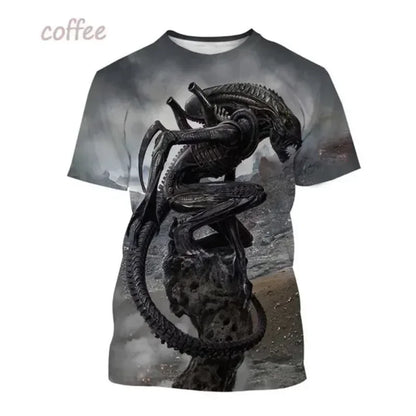 Fashion Men Clothing New Alien Creature 3D Print T-shirt Personalized Casual Oversized T Shirt Harajuku Street Unisex Tops Tees