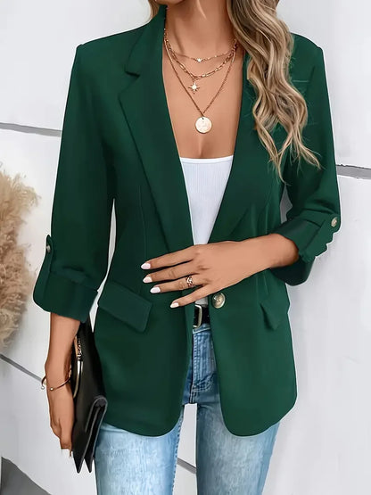 New Women's Blazers Long-sleeved Cardigan Single Button Simple Office Suit Top Commuting Fashion Versatile Basic Coats