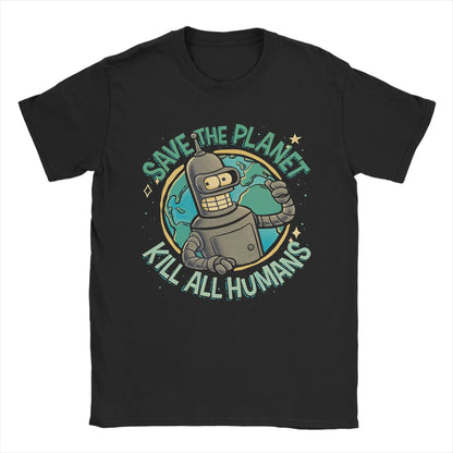 Men Women Futuramas Save thr Planet T Shirt  Pure Cotton Clothes Fun Short Sleeve O Neck Tees Gift Idea T-Shirts