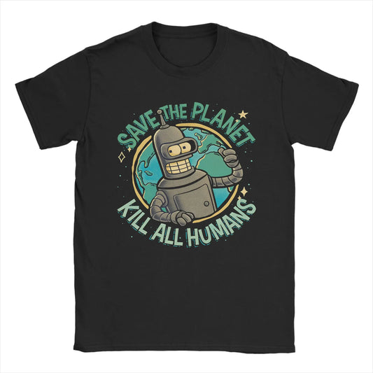 Men Women Futuramas Save thr Planet T Shirt  Pure Cotton Clothes Fun Short Sleeve O Neck Tees Gift Idea T-Shirts