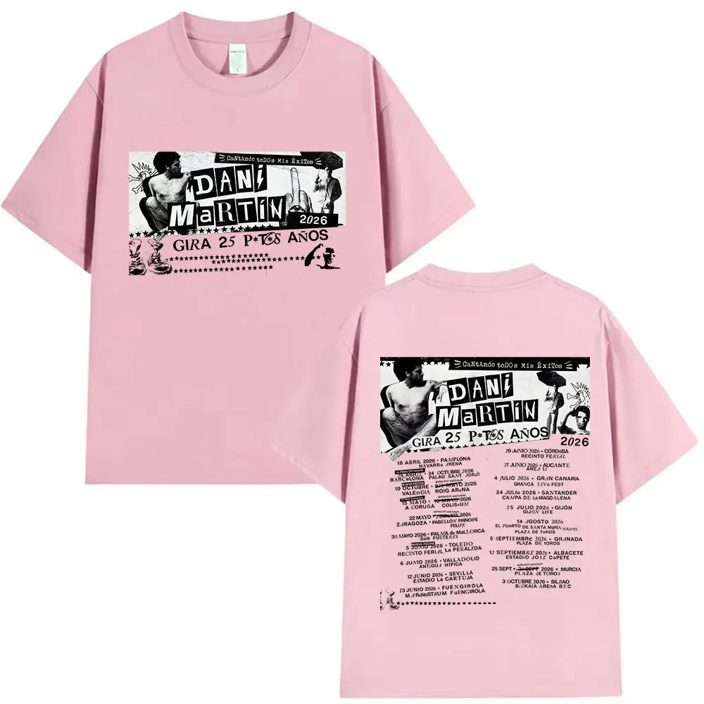 Rapper Dani Martin Tour 2025-2026 Merch T Shirts Men's Pop Music Clothing Short Sleeve T-shirt Man Hip Hop Gothic Vintage Tshirt