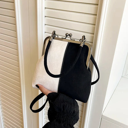 Women's Retro Frosted Splice Handbag Large Leisure Travel Trip Shopping Work Commuting Crossbody Shoulder Bag Elegant Clutch Bag