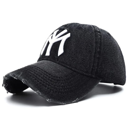 Unisex Letter Embroidery Washed Cowboy Baseball Caps Spring and Autumn Outdoor Adjustable Casual Hats Sunscreen Hat