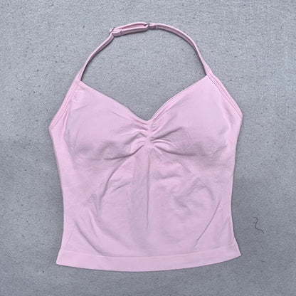 Seamless Yoga Set Women 2Pcs Padded Halter Tank Top Scrunch Butt Lifting Gym Leggings Set Woman Sportswear Workout Clothes