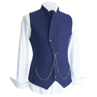 Men Vest Brown Solid Color Single Button Casual Business Waistcoat For Wedding Birthday Party Banquet Prom Set Men Suit Vest