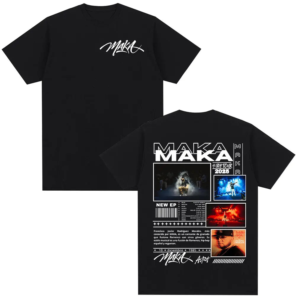 Rapper Maka Aura 2025 Tour Merch T Shirts Men Women Fashion Vintage Street T-shirt Casual Cotton Short Sleeve T Shirt Streetwear