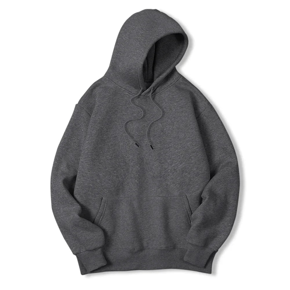 2025 Men's Solid Color Hooded Sweaters Men's Warm Wool Sweater Fashionable Street Clothing Loose  Breathable Jersey Brand Hooded