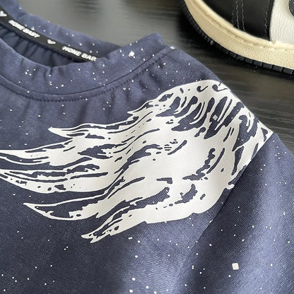 0-5Years New Baby Boy Fashion Cool Summer Clothes Suits Toddler Wings Printed T-shirt+Ripped Jeans 2pcs/sets Children Tracksuits