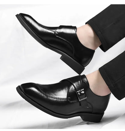 Buckle Designer Big Size Dress Shoes for Men Spring Autumn Solid Color Cow Leather Shoes Male Fashion Business Casual Shoe Man