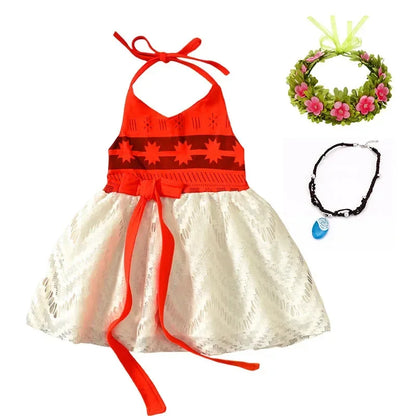 Girls Party Dresses Halloween Girls Little Moana Dress for Beach Summer Outfit Carnival Costumes Party Princess Vaiana Dress