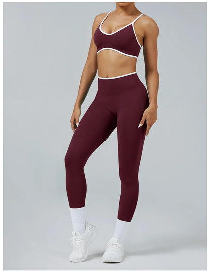 Seamless Yoga Set Women Gym Clothing Scrunch Bum Legging Sports Bras Padded Tank Top Workout Outfits Fitness Sportswear Suits