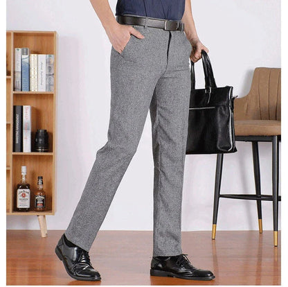 Autumn Thick  Summer Thin Casual Pants Men Straight Formal Long Trouser Adult Solid Color Flat Design Suit Pant Business RIYBEOE