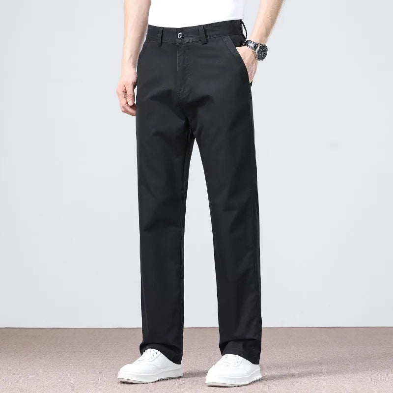 100% Cotton Straight Casual Pants Men's New Cargo Pocket Fashion Brand Comfortable High Quality Business Male Pants
