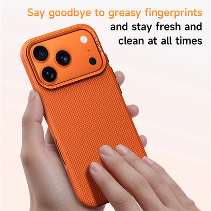 Luxury Plaid Texture Metal Lens For Magsafe Case For iPhone 17Pro 16Pro 17 17Pro Max Ultrathin Matte Shockproof Hard PC Cover
