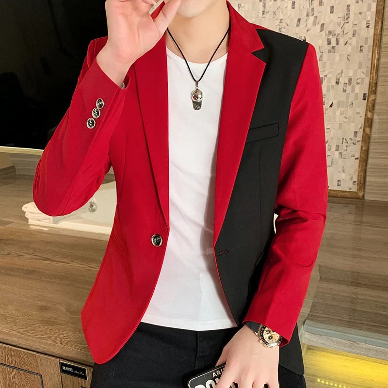 2022 Spring New Gradient Color Suit Jacket Men's Streetwear Korean Slim Fit Casual Blazer Wedding Business Clothing Suit Coats