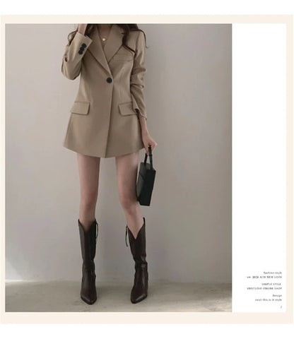 Women Blazer 2025 New Slim Spring Autumn Suit Jackets One Button Long Sleeve Korean Casual Coats Female Blazer Outwear Trend Top
