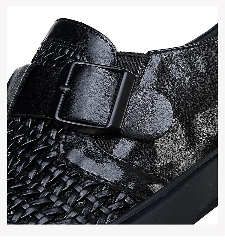 Breathable Hallow Business Leather Shoes for Men Buckle Designer Black Fashion Casual Shoe Male Summer British Elegant Shoes Man