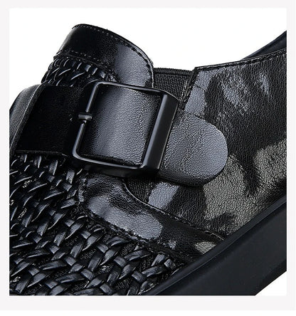 Breathable Hallow Business Leather Shoes for Men Buckle Designer Black Fashion Casual Shoe Male Summer British Elegant Shoes Man
