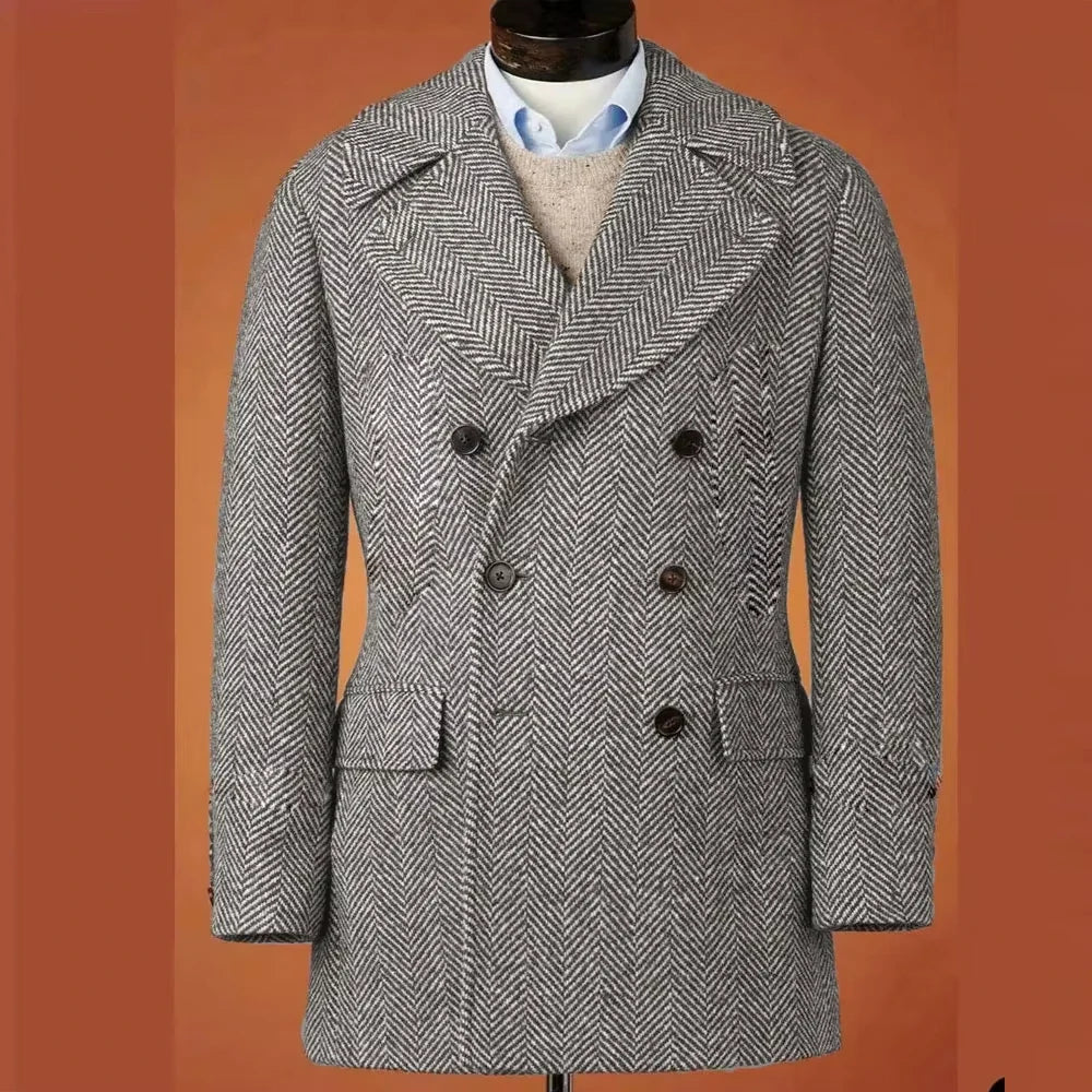 Men's Casual Blazer Herringbone Slim Fit Single Breasted Stylish Comfortable Jacket Men's Coat Double Breasted Blazer Men's Suit